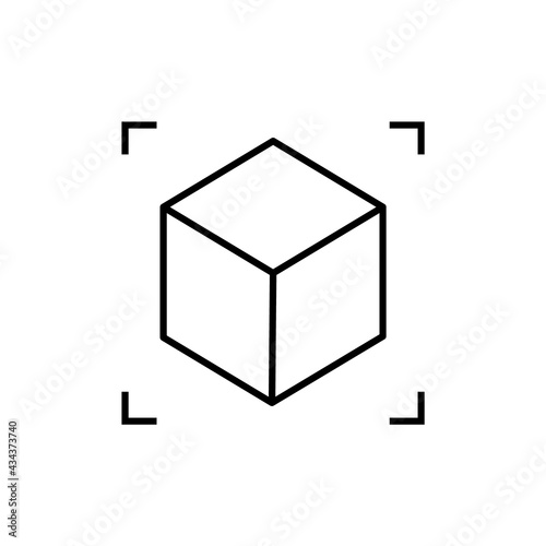 AR reality symbol vector icon. Virtual augmented reality cube screen 3d logo
