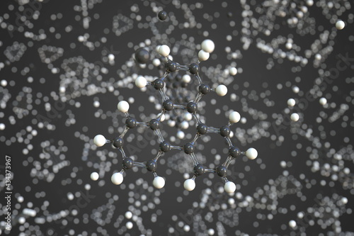 Triphenylene molecule made with balls, scientific molecular model. Chemical 3d rendering photo