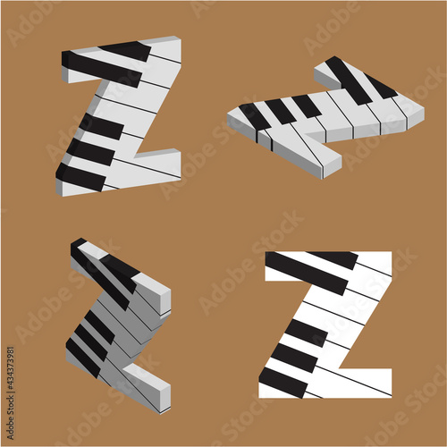 Abstract vector alphabet - Z made from piano - alphabet set