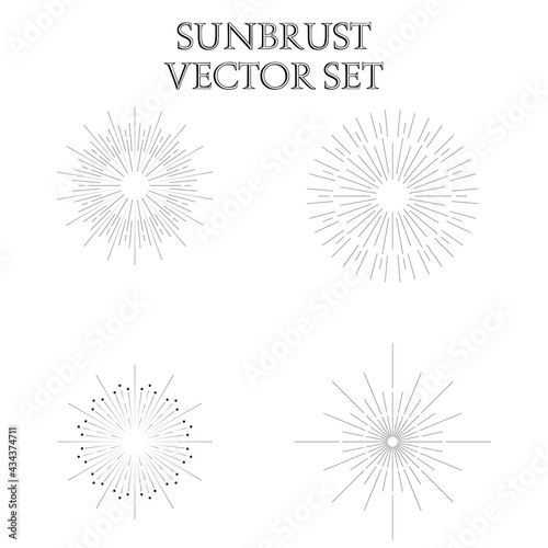 set of sunburst vintage elements. vector illustrations