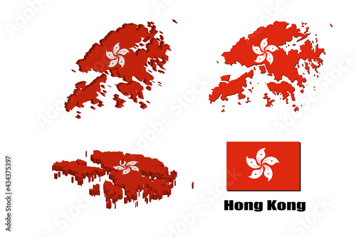 Hong Kong map on white background. vector illustration.