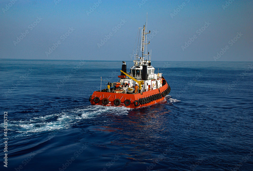 Fototapeta premium orange rescue boat