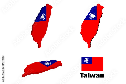 Taiwan map on white background. vector illustration.