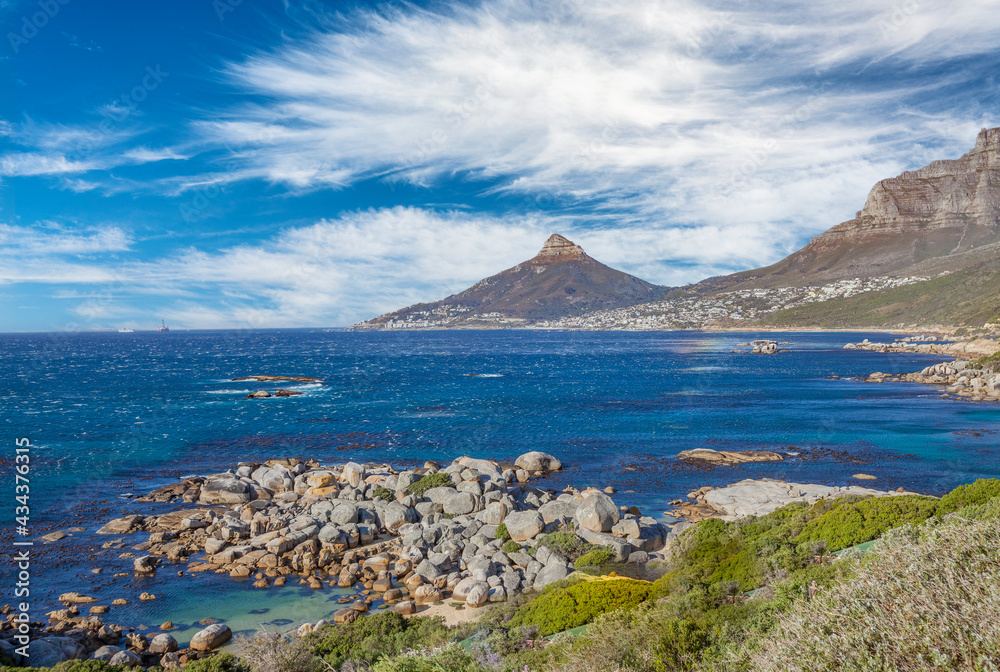 panaramic view on Hout Bay, the southern Harbor of Cape Town, South Africa