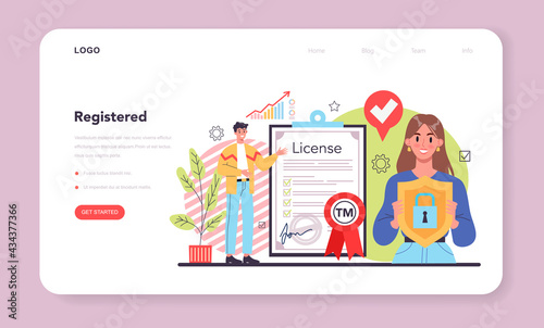 New company, trade mark registration web banner or landing page
