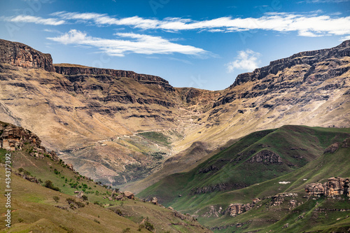 dangerous pass road to Sanipass  border between South Africa and Lesotho  