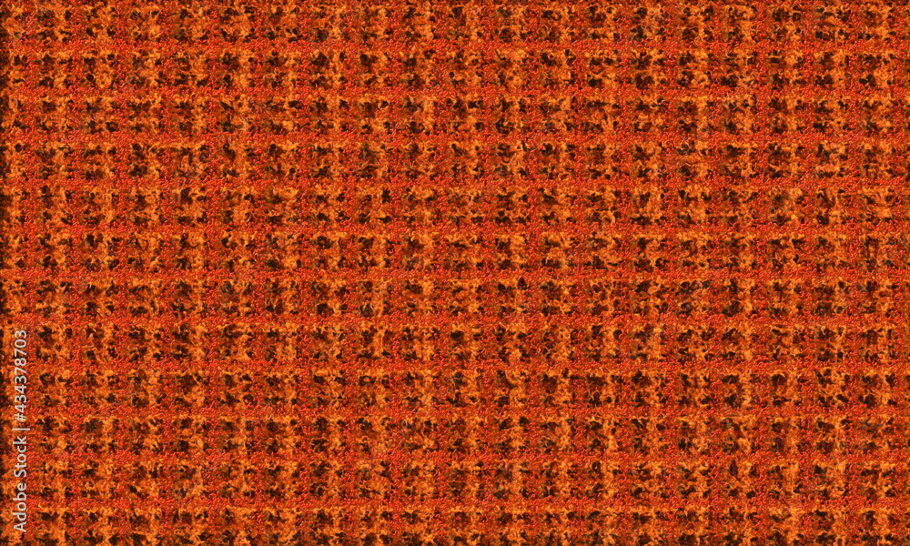 checkered orange background with bubbly effect.