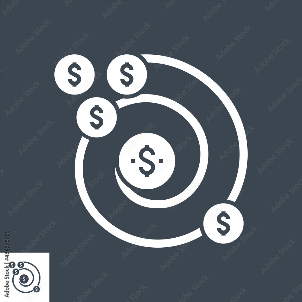Return on Investment Related Vector Glyph Icon. Isolated on Black Background. Vector Illustration.