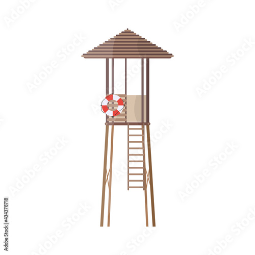 Beach lifeguard tower to save drowning people. Vector illustration, isolated