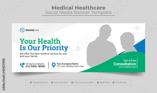 Medical healthcare facebook cover photo design or web banner for medical services