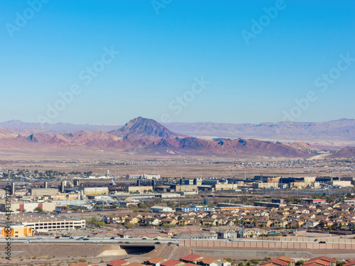 High angle view of the Vegas cityscape from Henderson View Pass