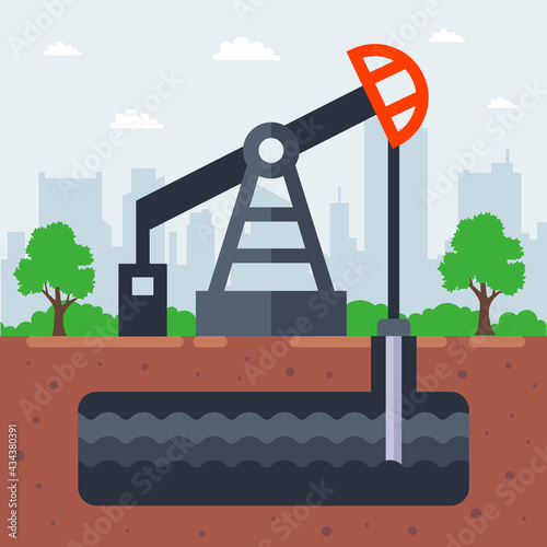 pump oil from the ground. flat vector illustration.