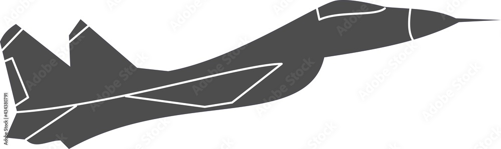 Flying military aircraft on a white background. Vector image. Flying military aircraft on a white background. Vector image.