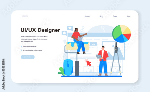 UX UI designer web banner or landing page. App interface improvement
