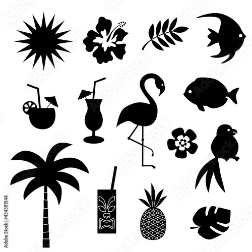 tropical theme black silhouettes photo