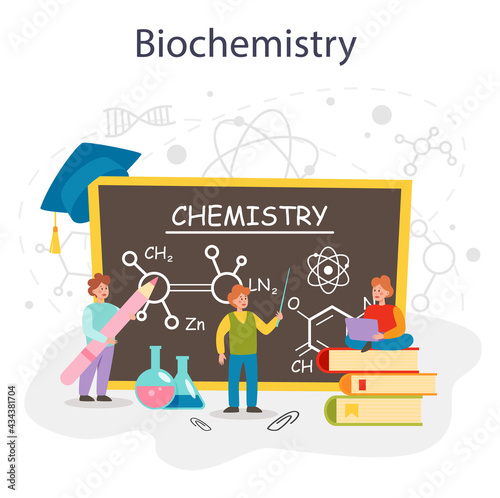 Chemistry studying concept. Chemistry lesson, chemical element molecular