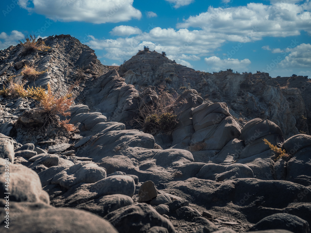 Obraz premium Increíbles fotografías del Desierto de Tabernas (Almería) al atardecer. Numerosas localizaciones usadas en grabaciones de películas western.