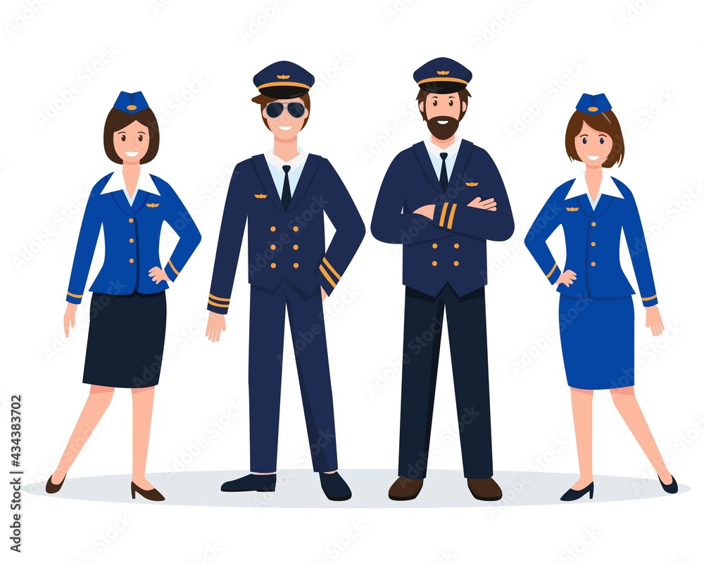 Aircraft captain, pilot assistant and stewardesses Aircraft captain, pilot assistant and stewardesses