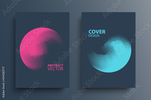 Brochure cover template layouts with gradient orbs round shapes. Futuristic abstract backgrounds with color gradient sphere for your graphic design. Vector illustration.
