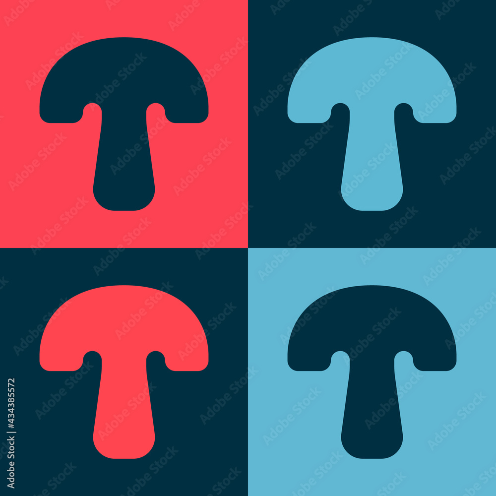 Pop art Mushroom icon isolated on color background. Vector