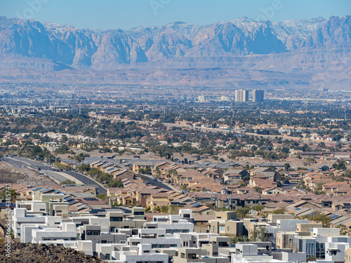 Canvas Print High angle view of the Vegas cityscape from Henderson View Pass