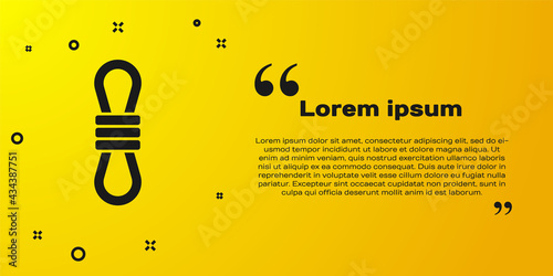 Black Climber rope icon isolated on yellow background. Extreme sport. Sport equipment. Vector