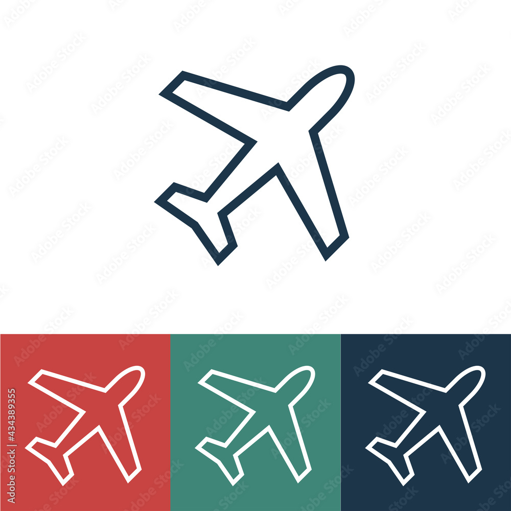 Linear vector icon with plane