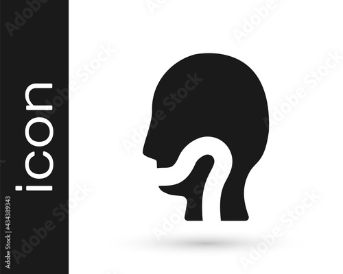 Black Sore throat icon isolated on white background. Pain in throat. Flu, grippe, influenza, angina. Healthcare and medical. Vector