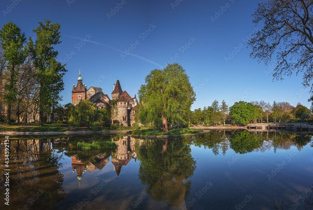 View on Vajdahunyad castle in the City Park of the Hungarian capital Budapest View on Vajdahunyad castle in the City Park of the Hungarian capital Budapest