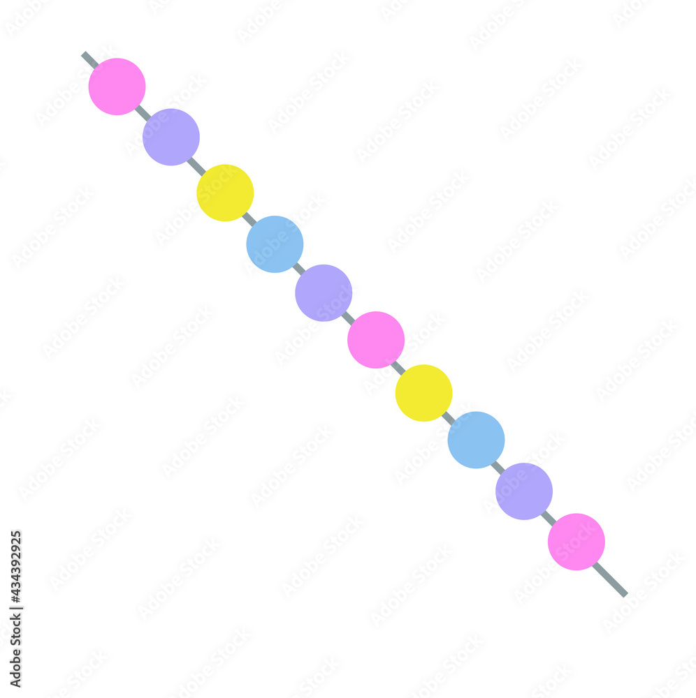 beads strung on a string, garland, set boho style, necklace, one color element isolated on a white background beads strung on a string, garland, set boho style, necklace, one color element isolated on a white background