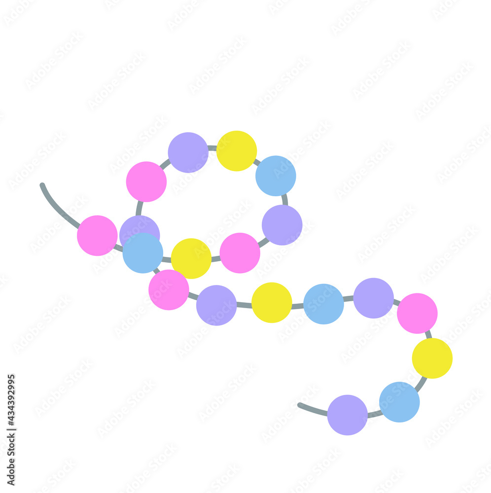 beads strung on a string, garland, set boho style, necklace, one color element isolated on a white background beads strung on a string, garland, set boho style, necklace, one color element isolated on a white background