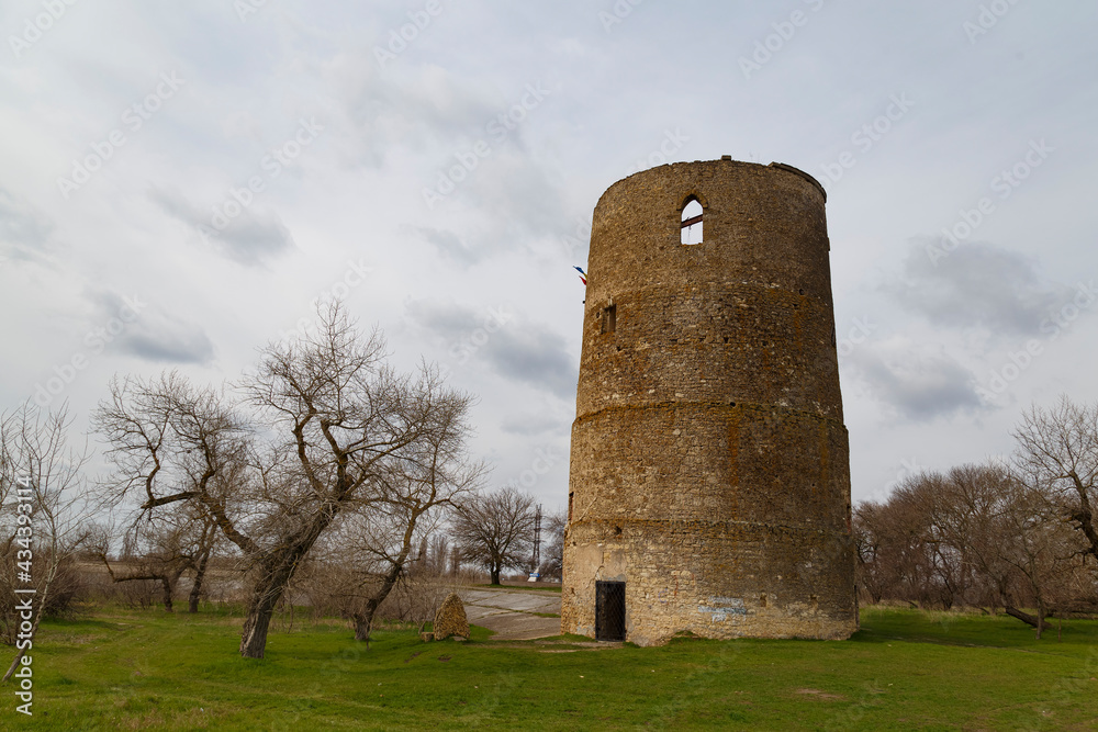 Ancient ruined Lithuanian Vytautas tower in Kherson region. Ukraine