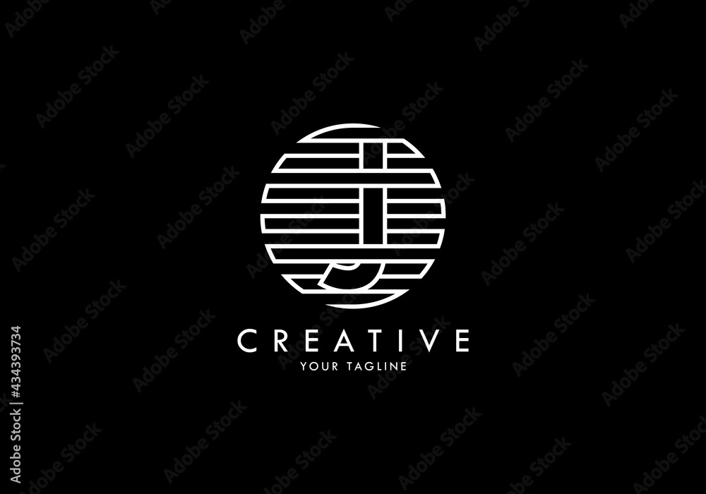 Letter J Monogram linked striped circle, Interesting concept looks abstract Letter J Monogram linked striped circle, Interesting concept looks abstract