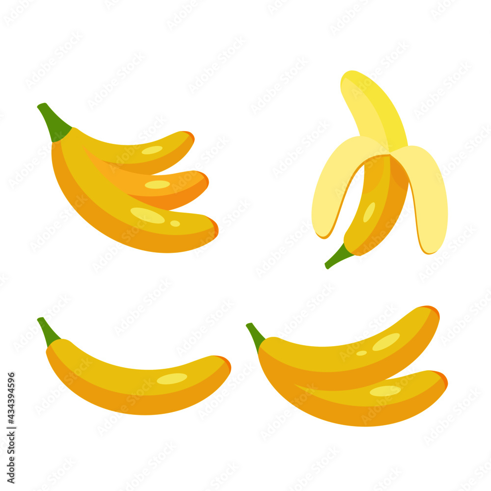 This is a set of banana isolated on a white background.