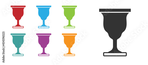 Black Christian chalice icon isolated on white background. Christianity icon. Happy Easter. Set icons colorful. Vector