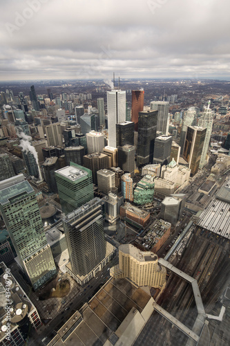 Photography Beautiful view of Toronto city from above with rainy clouds in background