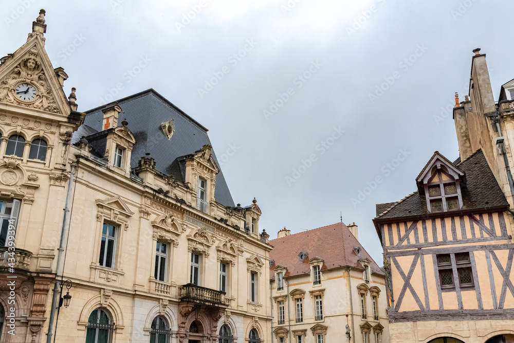 Dijon, beautiful city in Burgundy, old buildings in the center