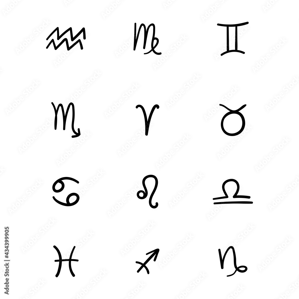 Vector flat and simple style illustration set of black Astrological signs isolated on the white background Vector flat and simple style illustration set of black Astrological signs isolated on the white background