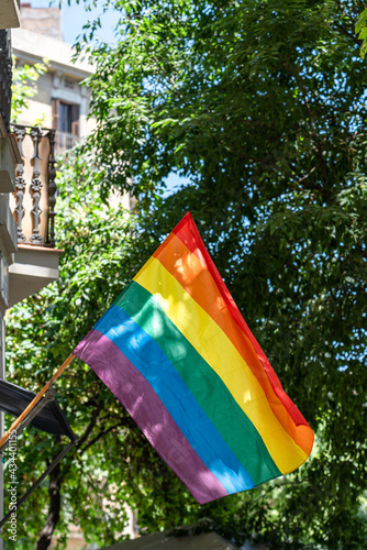 Rainbow Gay Pride LGBT Flag Waves In Wind