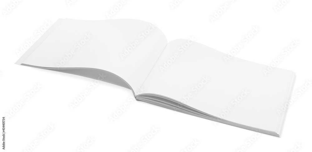 Open blank paper brochure isolated on white. Mockup for design Open blank paper brochure isolated on white. Mockup for design