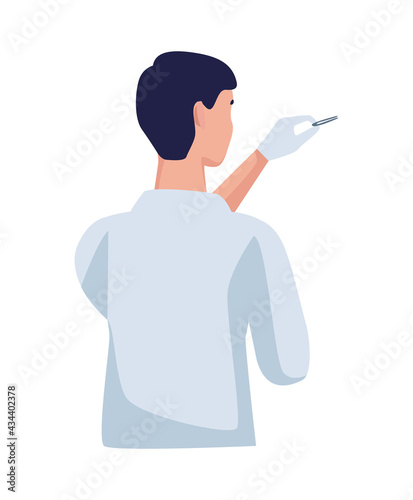scientist with tweezers