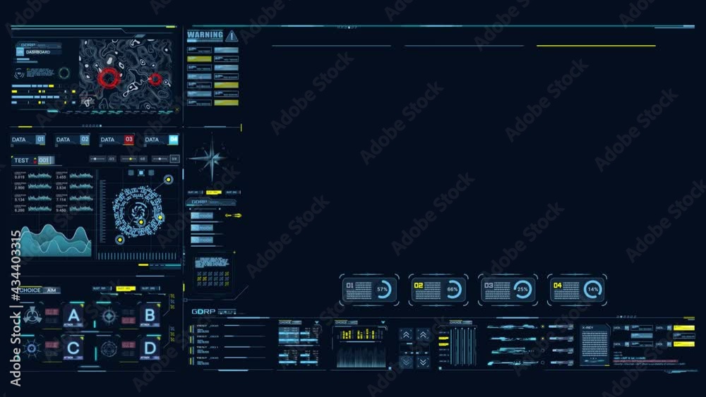 Head-up (HUD) display elements for the web and app. Futuristic user interface. Template UI, GUI, FUI, vfx for app and virtual reality. Cybernetic machine, mechanism. Tech and science, analysis theme.