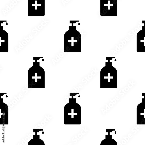 Alcohol hand disinfection seamless background. Coronavirus hand gel disinfect bottle alcohol sanitizer