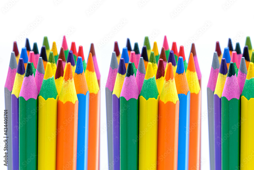 colored wooden pencils on white background colored wooden pencils on white background
