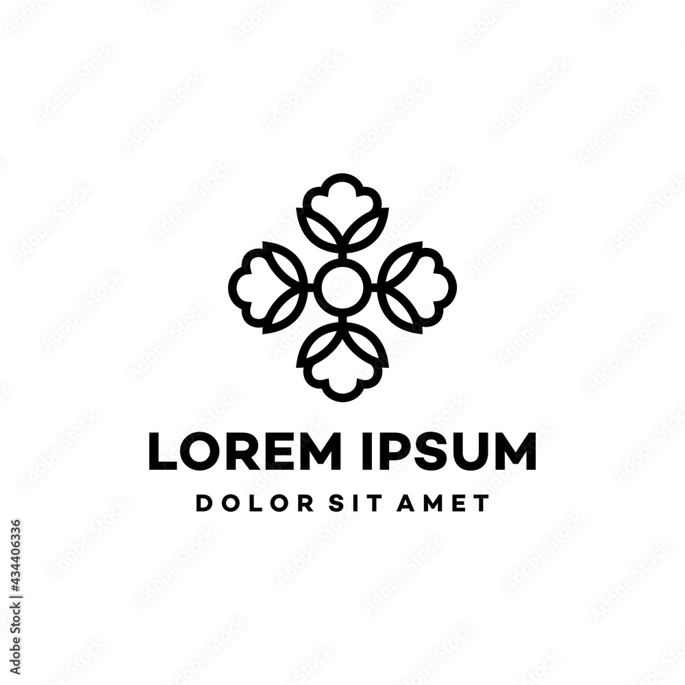 cotton logo icon in luxury simple line style illustration, symbol for boutique and fashion with cotton flower pattern
