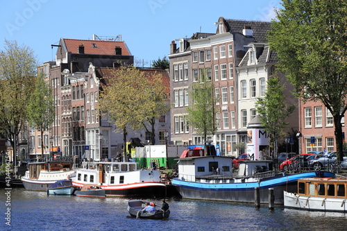 Amsterdam Oude Schans Canal View with Boats and Buildings