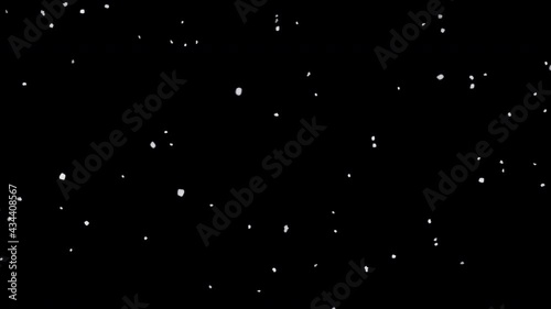 White snow falls in winter to right Isolated by Alpha channel (transparent background) with ProRes, Use it to enhance any video presentation or animation movie or Cinematic clips or film project