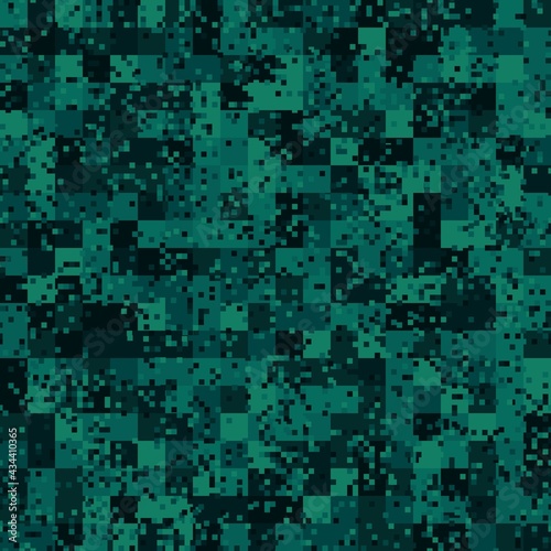 Seamless digital woodland pixel camo texture vector for army textile print © Andrew