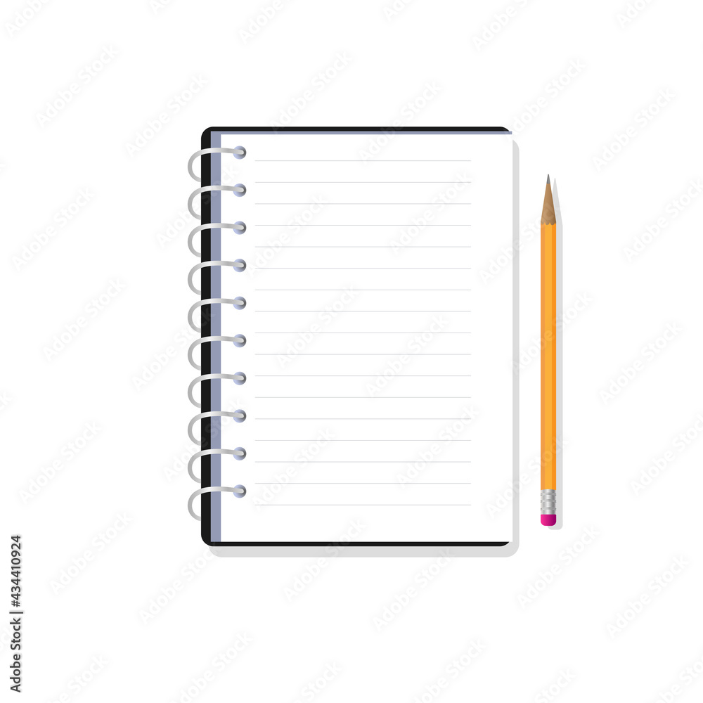 Notebook with pencil . Vector illustration Notebook with pencil . Vector illustration