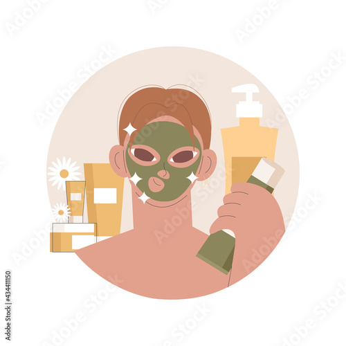 Facial mask abstract concept vector illustration. Skincare procedure, dermatology treatment, cosmetology product, clear face, skin beauty, home spa, cleansing natural cosmetic abstract metaphor.